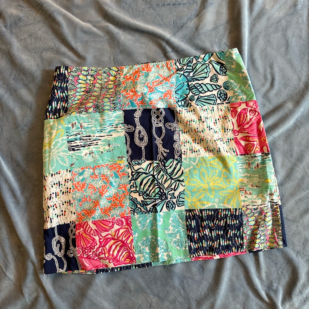 Like New Lilly Pulitzer Multi Sailor Patch Skirt Size 10 Style 37754